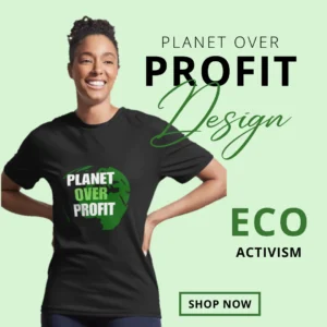 ECO Earth Day Planet Over Profit Sustainability Active T-shirt for Earth Day by AI Artz