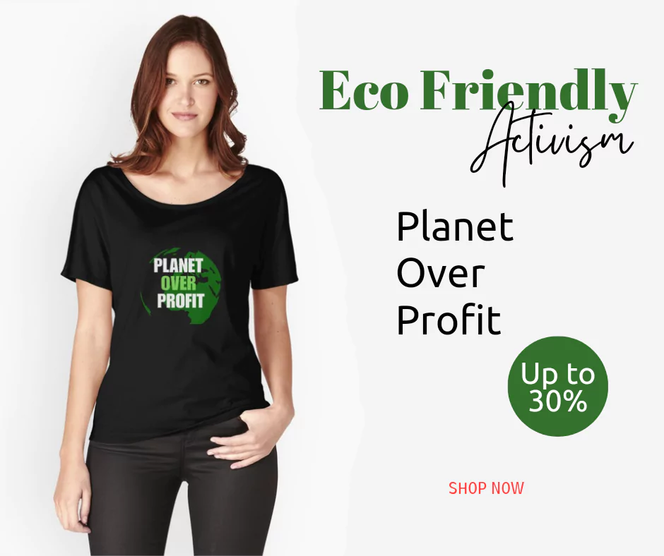 ECO Planet Over Profit Relaxed Fit T-Shirt Earth Day & Ecology Statement for Climate Change by AI Artz