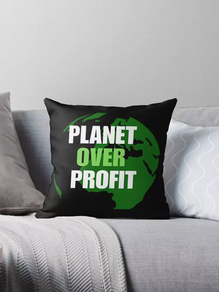 Planet Over Profit pillow by AI Artz 