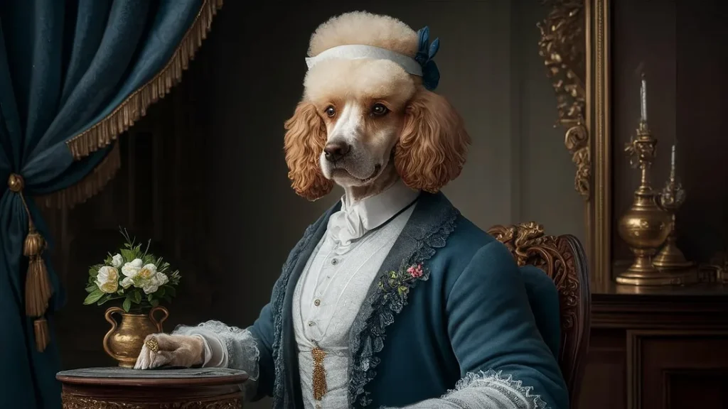 Poodle is portrayed as a Victorian aristocrat by AI Artz