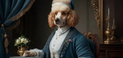 Poodle is portrayed as a Victorian aristocrat by AI Artz