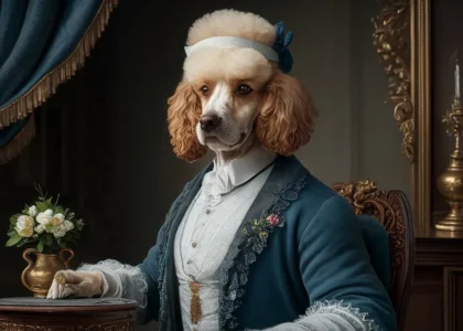 Poodle is portrayed as a Victorian aristocrat by AI Artz