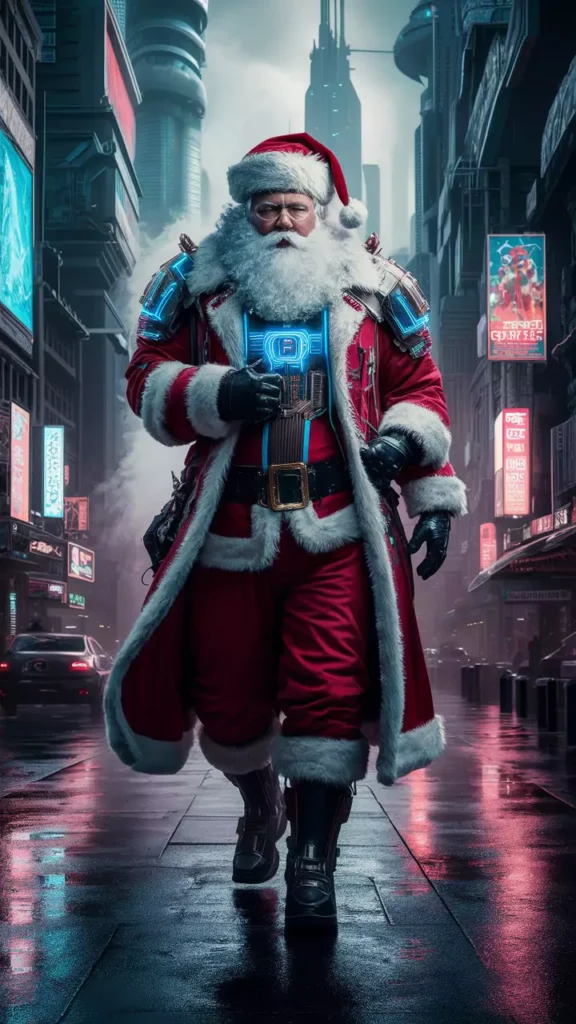 Santa Claus in cyberpunk armor by AI Artz